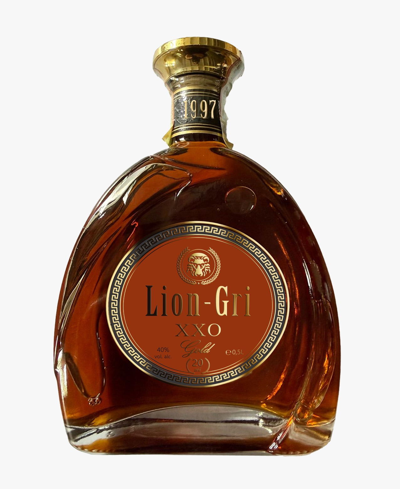 Sticlă Divin Gold XXO Lion-gri, 20 ani, capac auriu, 500 ml.