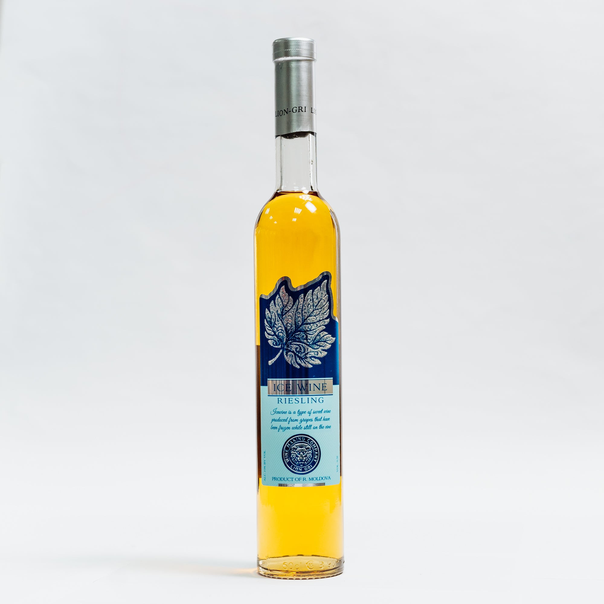 Sticlă Riesling Ice Wine 350ml, etichetă albastră, brand Lion-gri